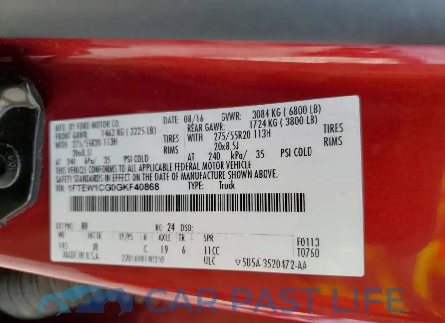 1FTEW1CG0GKF40868# 10