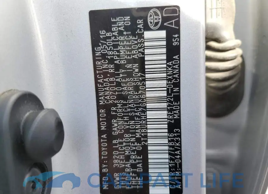 2T1BURHE7GC670517# 10