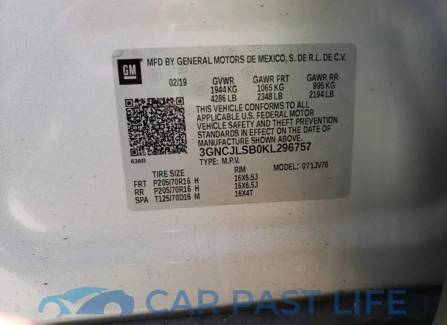 3GNCJLSB0KL296757# 10