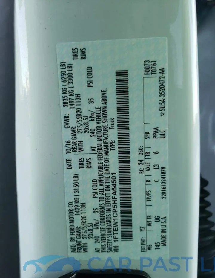 1FTEW1CP5HFA64501# 10