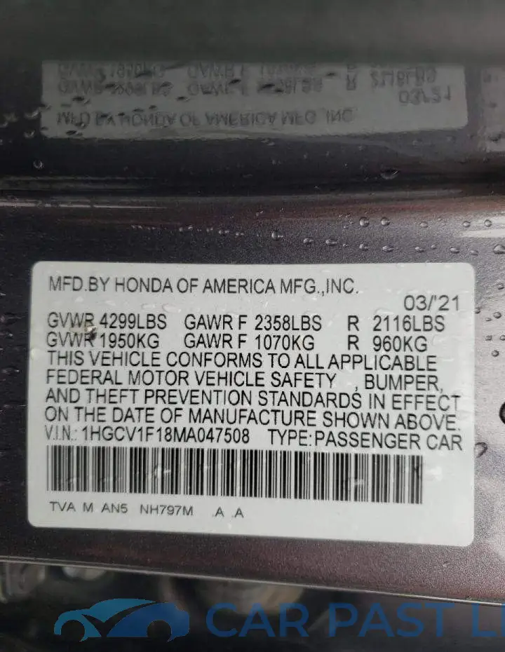 1HGCV1F18MA047508# 10