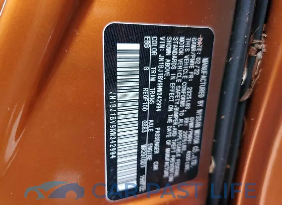 JN1BJ1BV9NW342994# 10