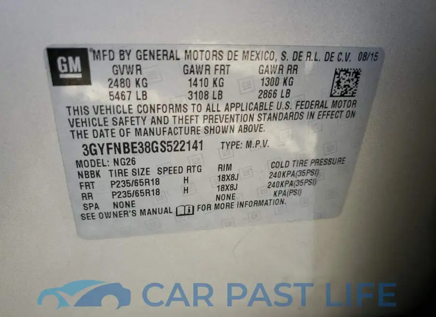3GYFNBE38GS522141# 10