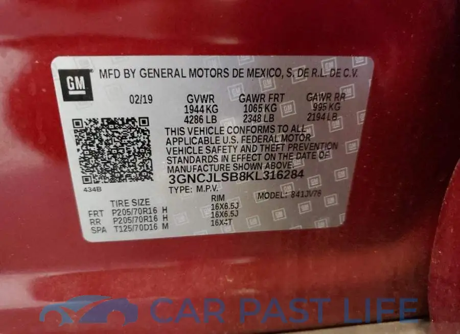 3GNCJLSB8KL316284# 10