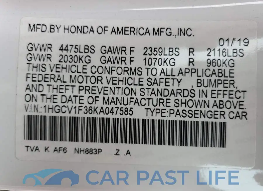 1HGCV1F36KA047585# 10