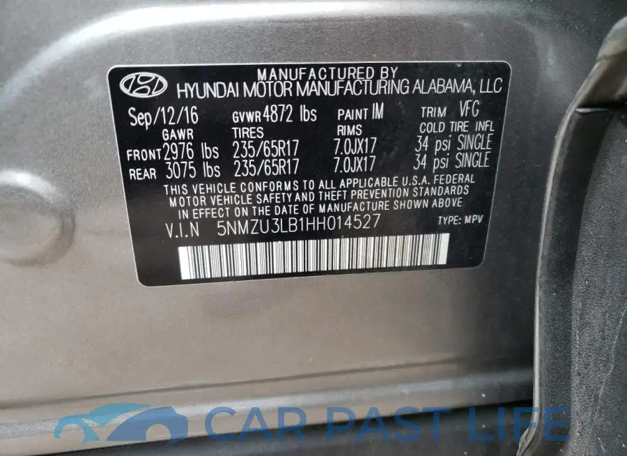 5NMZU3LB1HH014527# 10