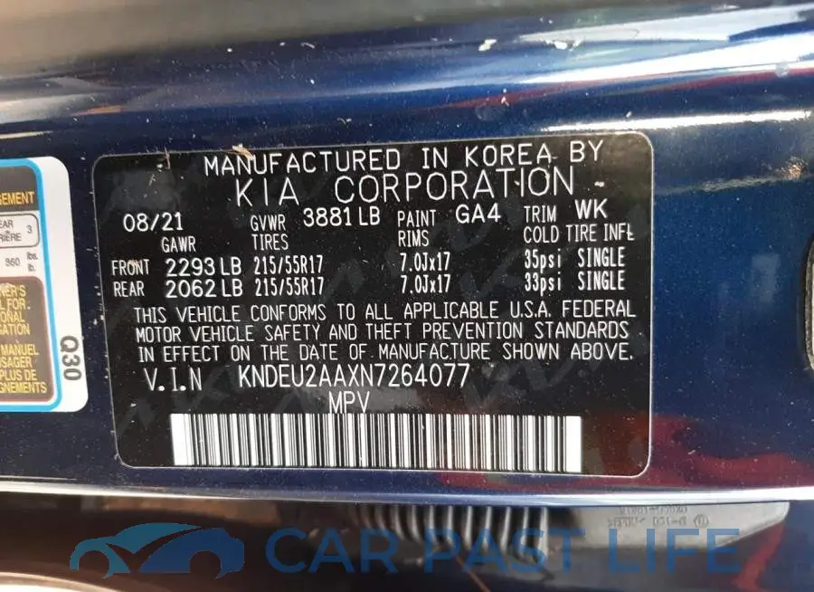 KNDEU2AAXN7264077# 10