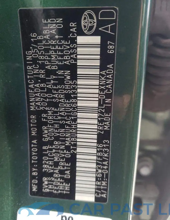 2T1BURHE1GC681335# 10