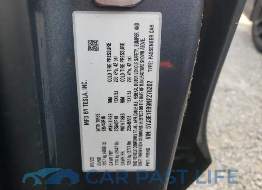 5YJ3E1EB9NF276202# 10