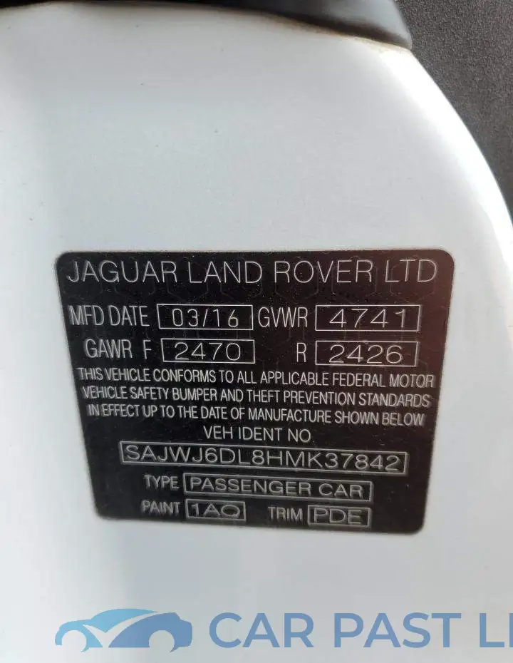 SAJWJ6DL8HMK37842# 10