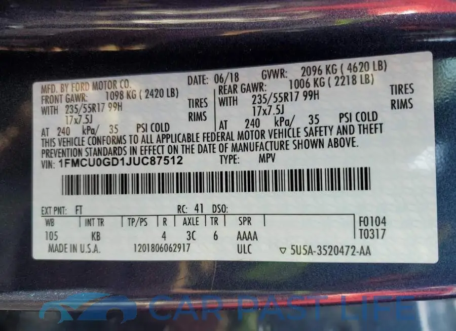 1FMCU0GD1JUC87512# 10