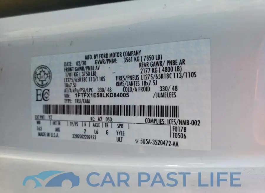 1FTFX1E58LKD84005# 10