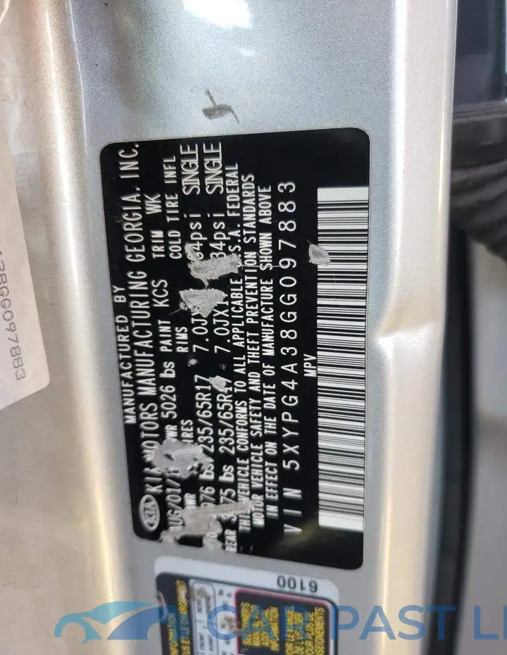 5XYPG4A38GG097883# 10