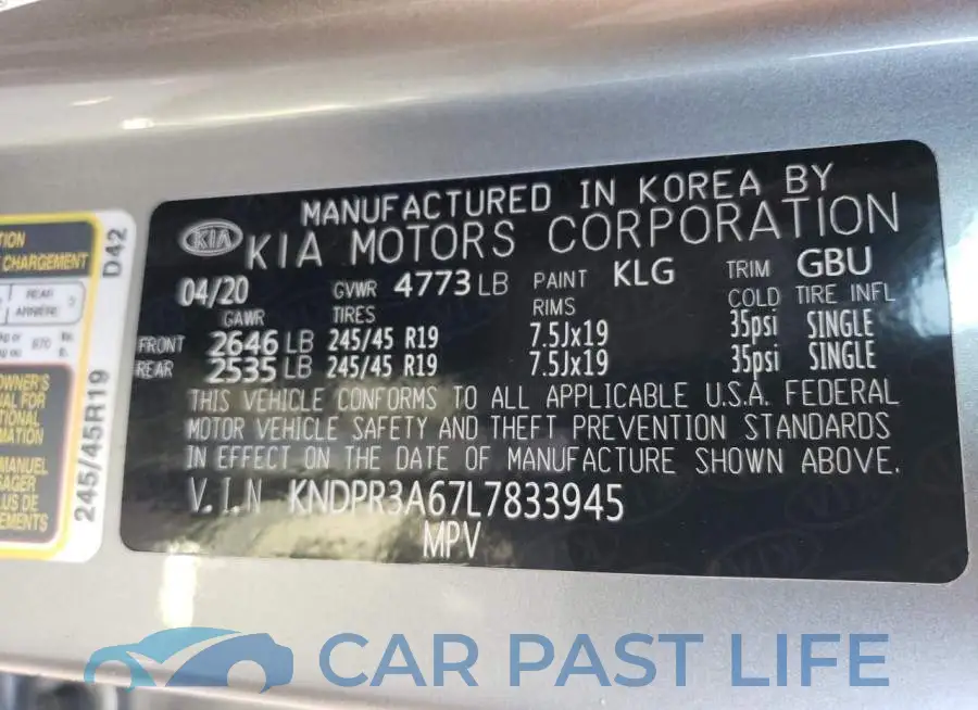 KNDPR3A67L7833945# 10
