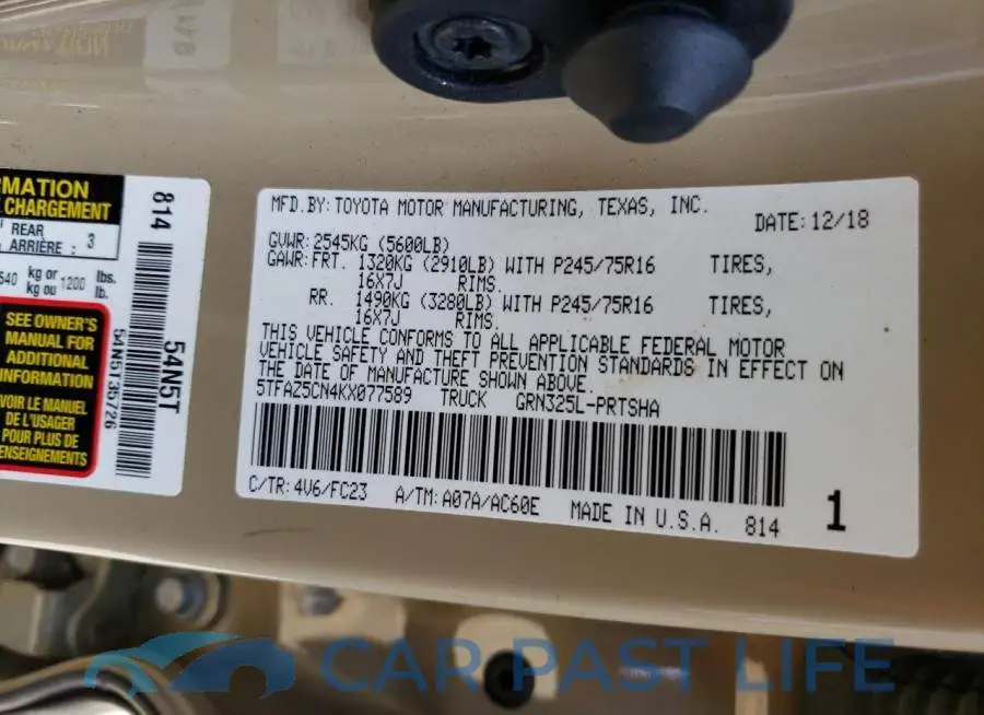 5TFAZ5CN4KX077589# 10