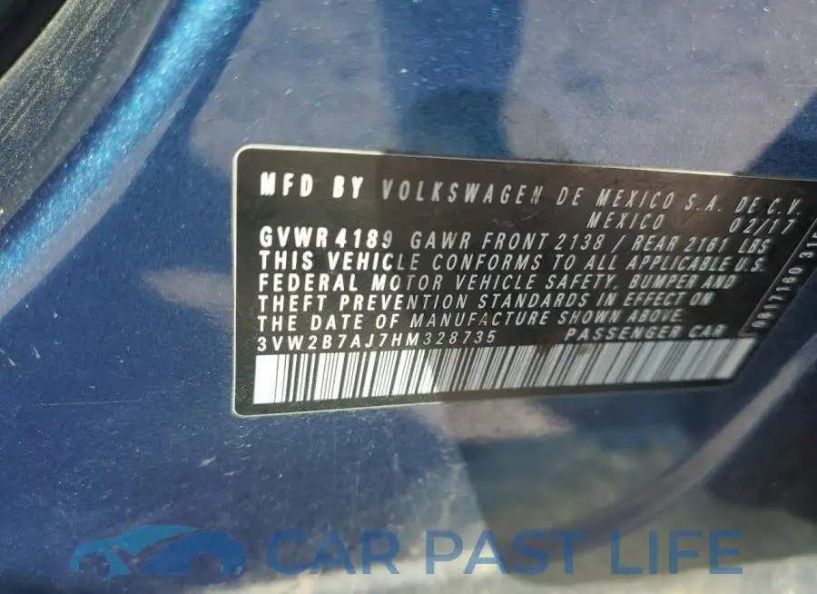 3VW2B7AJ7HM328735# 10