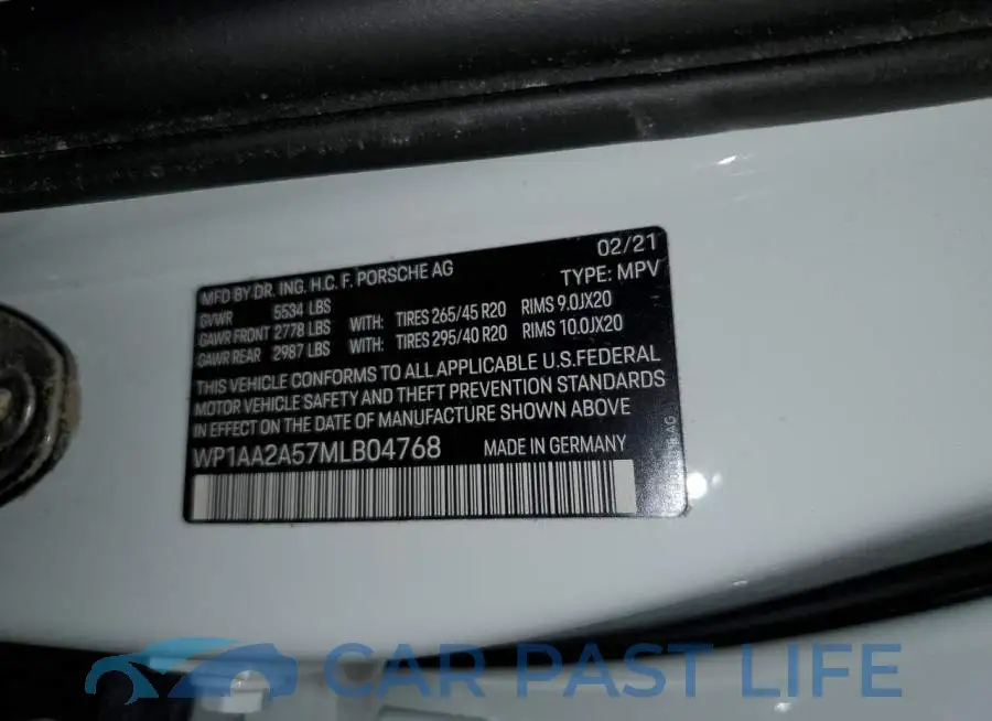 WP1AA2A57MLB04768# 10