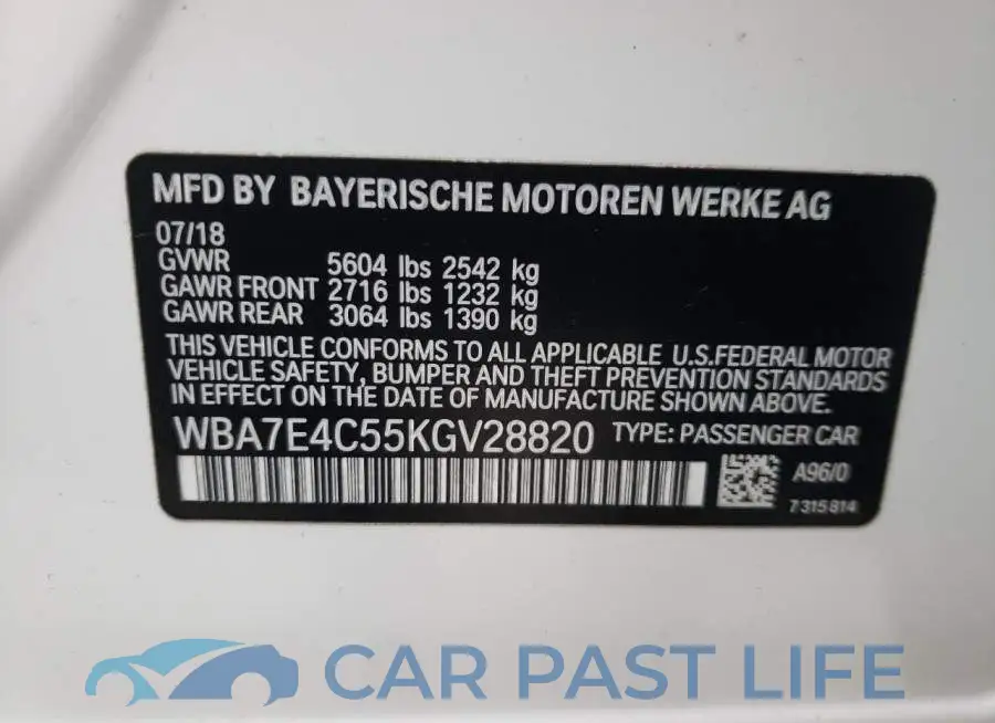 WBA7E4C55KGV28820# 12