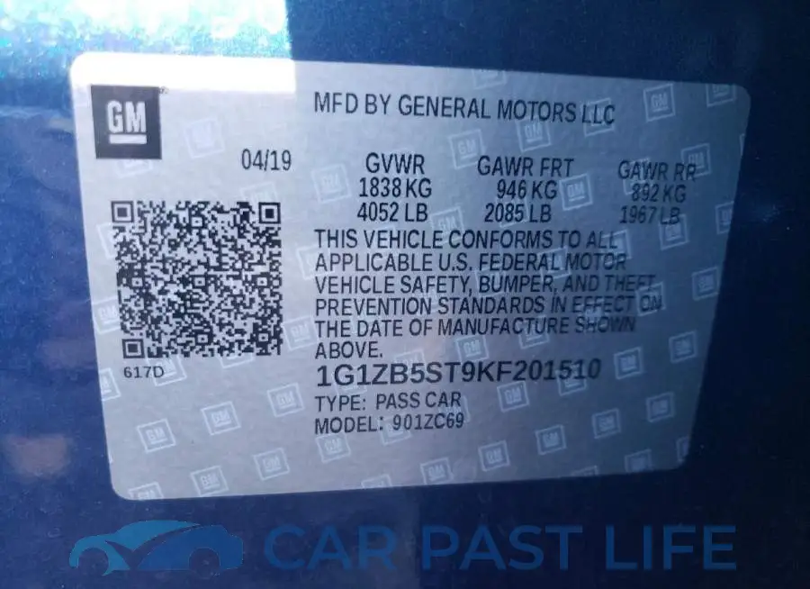 1G1ZB5ST9KF201510# 10
