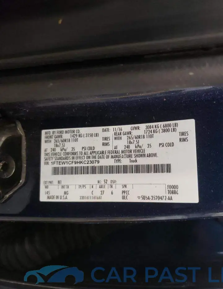 1FTEW1CF9HKC23079# 10