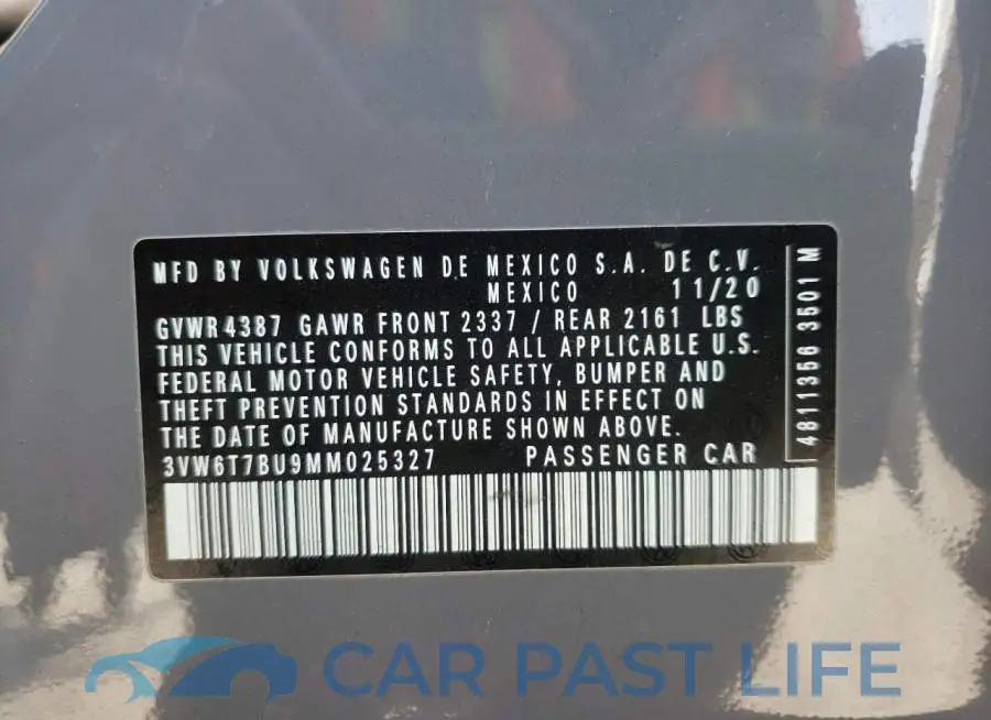 3VW6T7BU9MM025327# 10