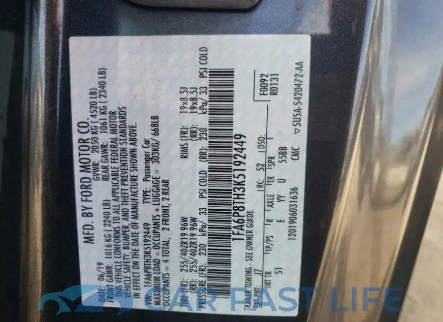 1FA6P8TH3K5192449# 10