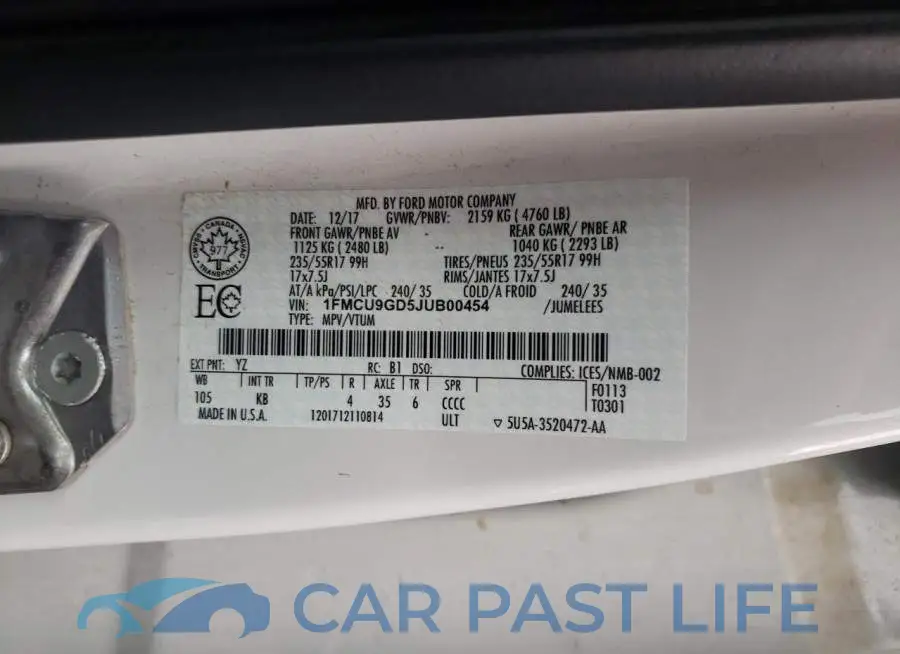 1FMCU9GD5JUB00454# 10