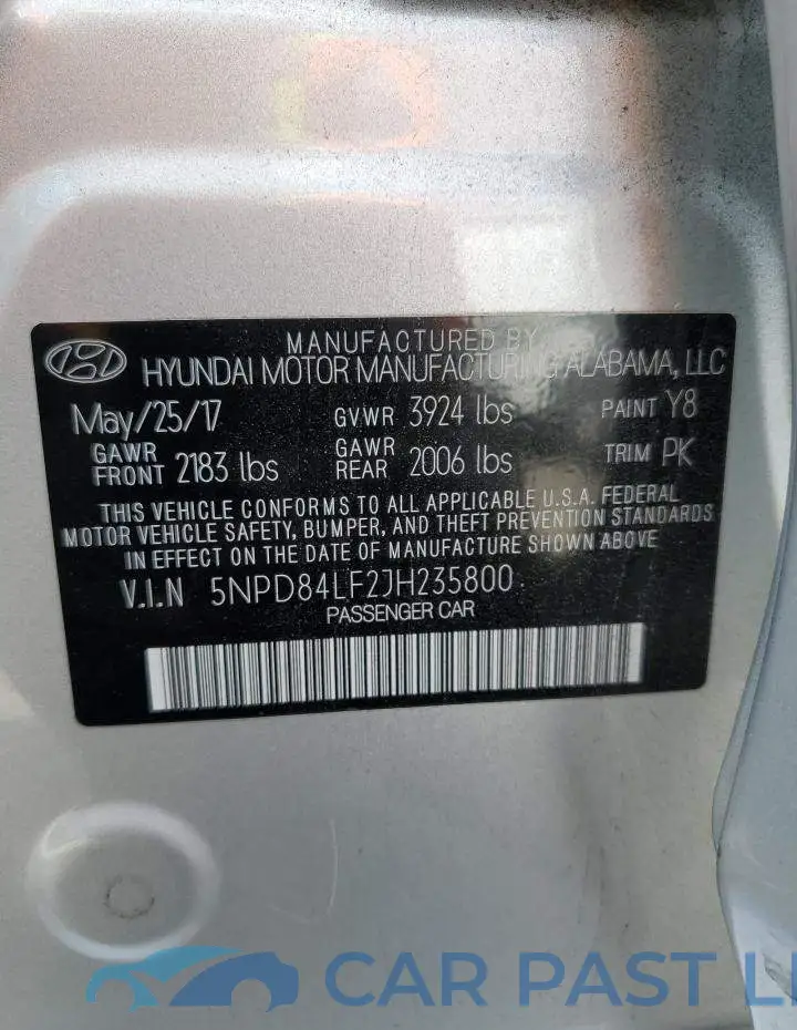 5NPD84LF2JH235800# 10