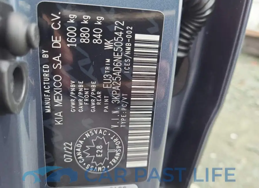 3KPA25AD6NE505472# 10