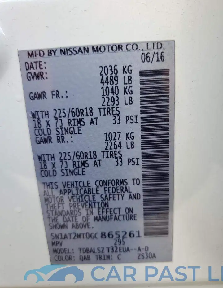 5N1AT2MT0GC865261# 10