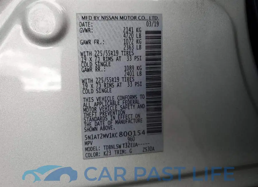 5N1AT2MV1KC800154# 10
