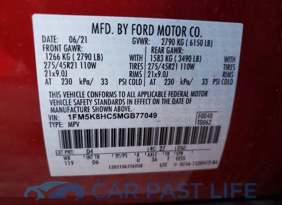 1FM5K8HC5MGB77049# 10