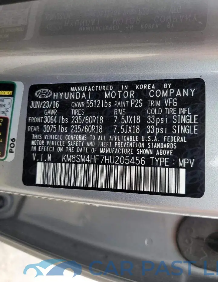 KM8SM4HF7HU205456# 10