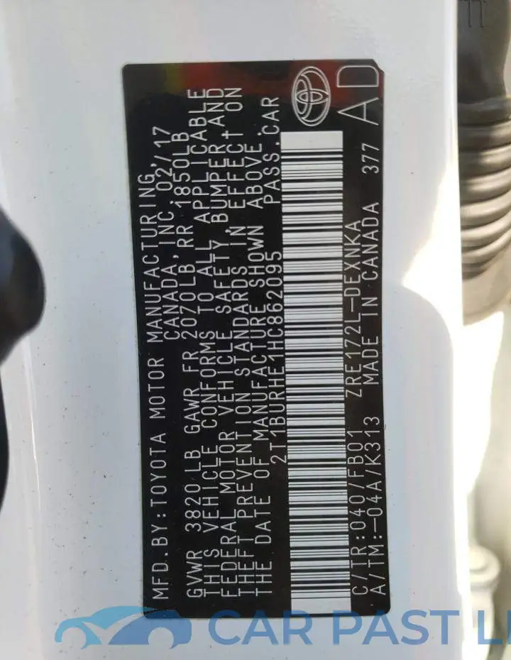 2T1BURHE1HC862095# 10