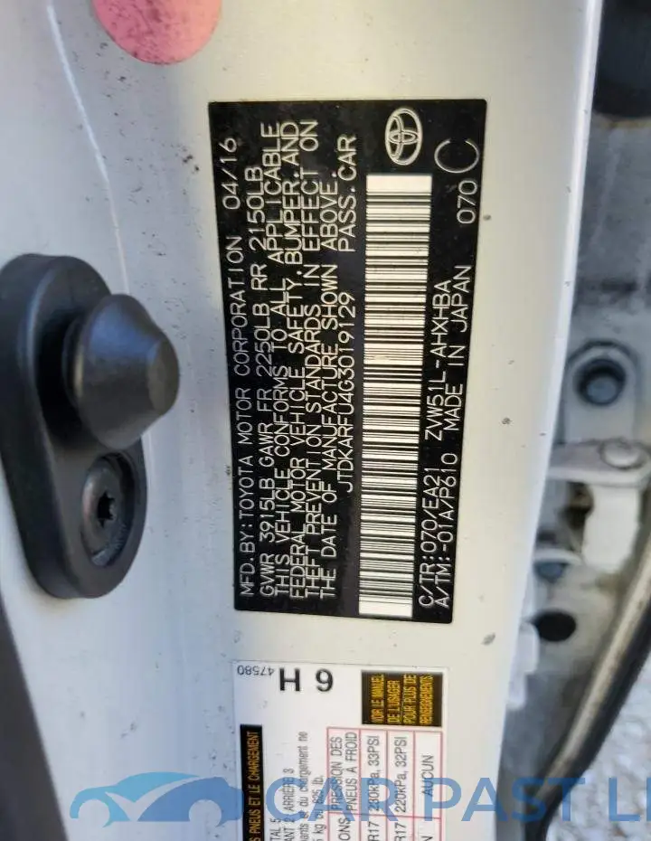 JTDKARFU4G3019129# 10