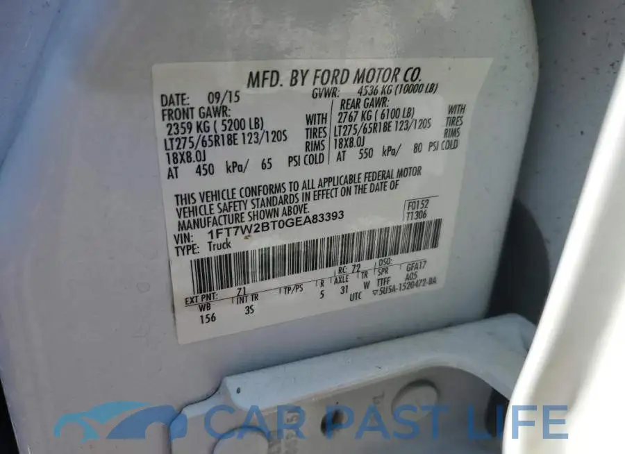 1FT7W2BT0GEA83393# 10