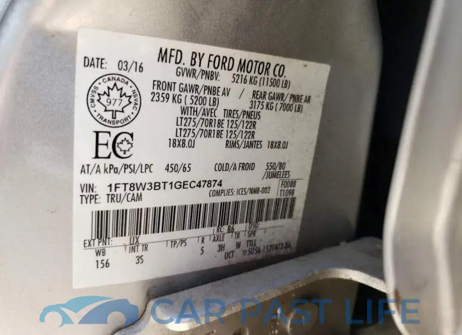 1FT8W3BT1GEC47874# 10