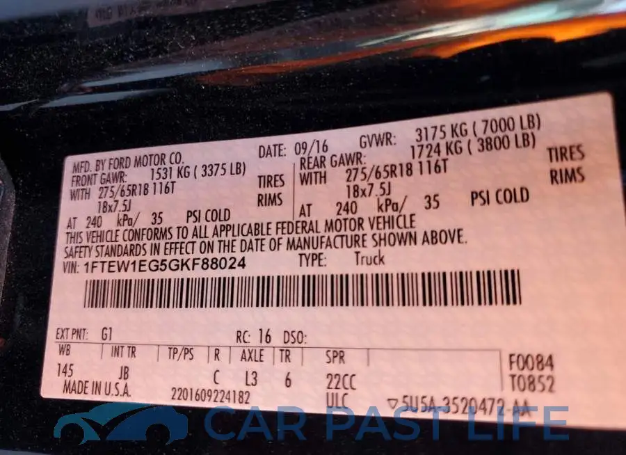 1FTEW1EG5GKF88024# 10