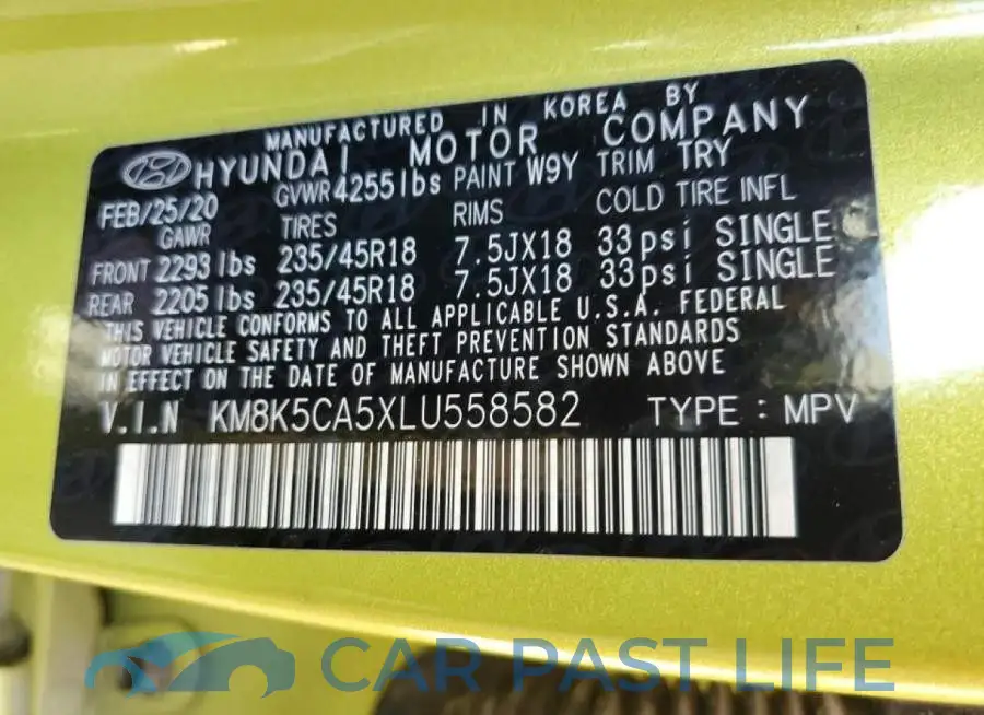 KM8K5CA5XLU558582# 10