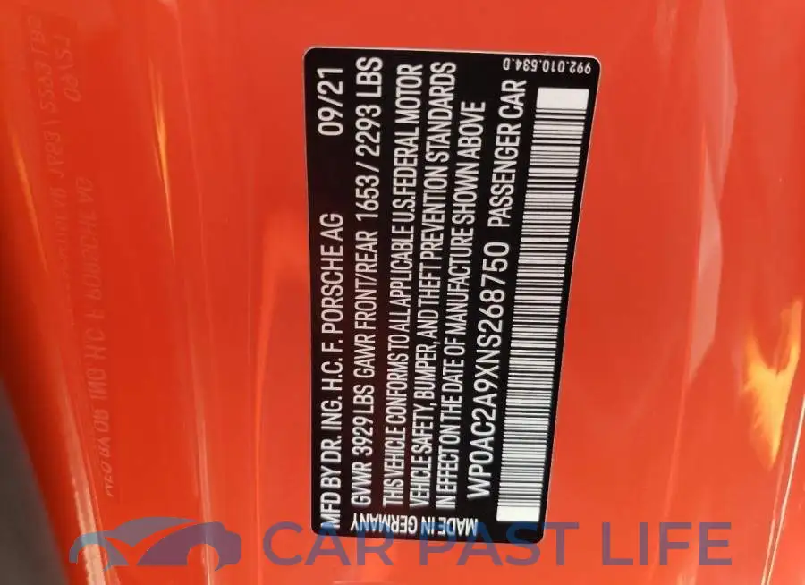 WP0AC2A9XNS268750# 10