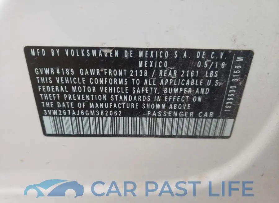 3VW267AJ6GM382062# 10