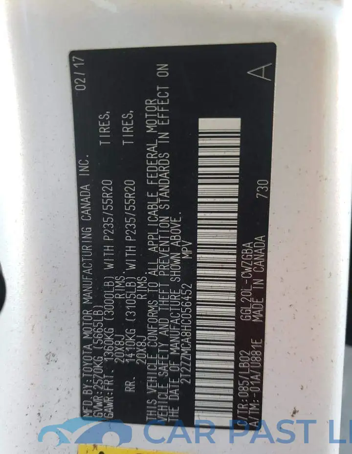 2T2ZZMCA8HC056452# 10