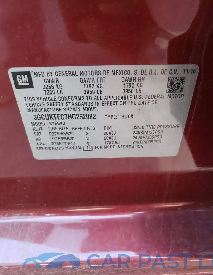 3GCUKTEC7HG252982# 10