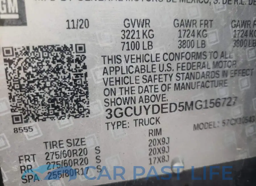 3GCUYDED5MG156727# 10