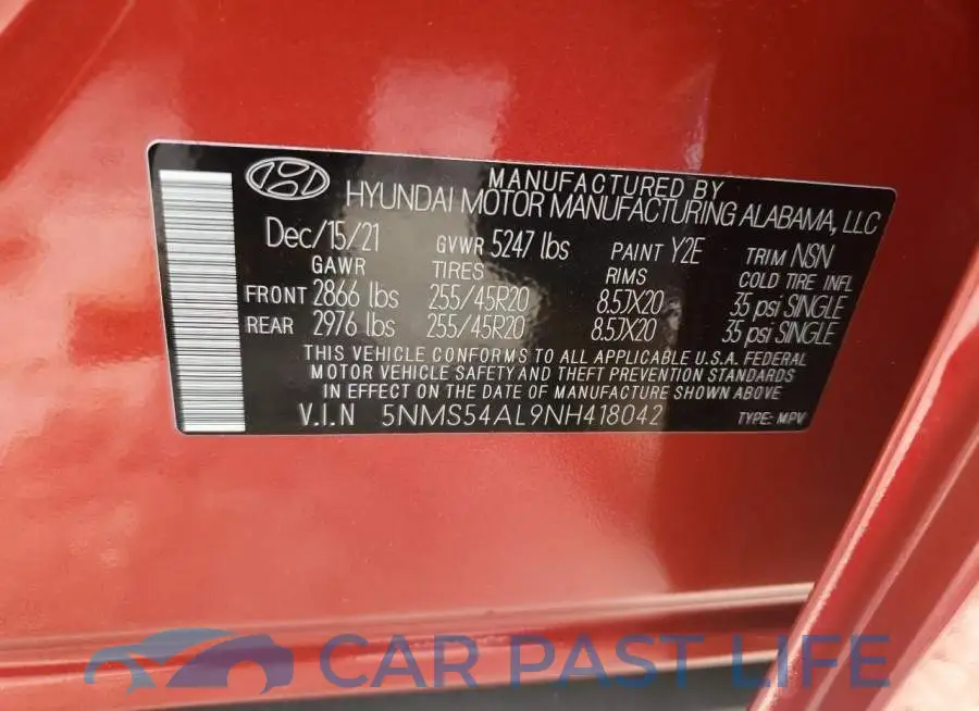 5NMS54AL9NH418042# 10