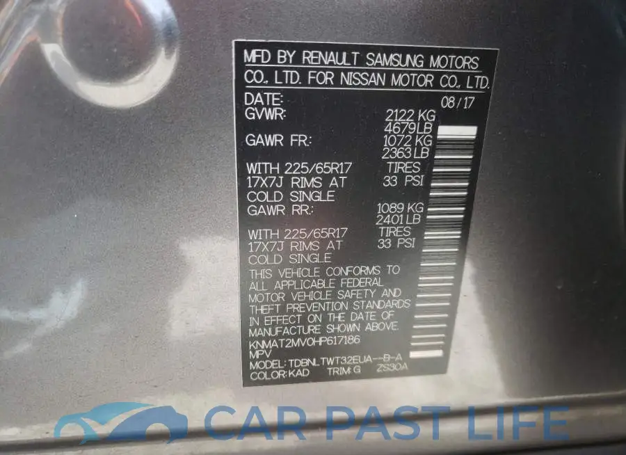 KNMAT2MV0HP617186# 10