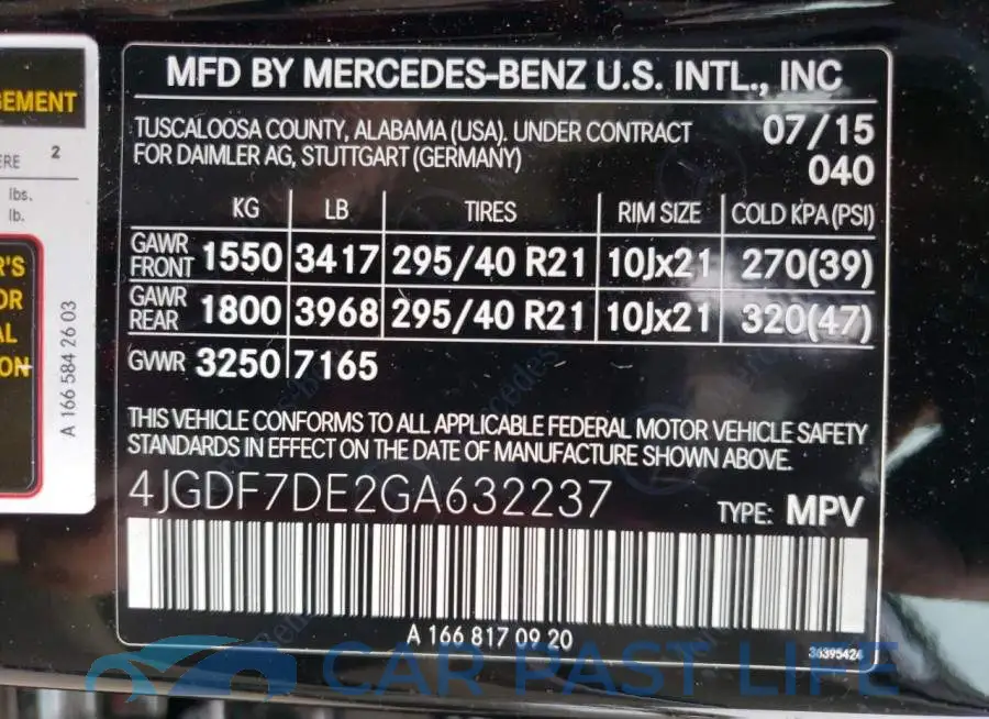 4JGDF7DE2GA632237# 10
