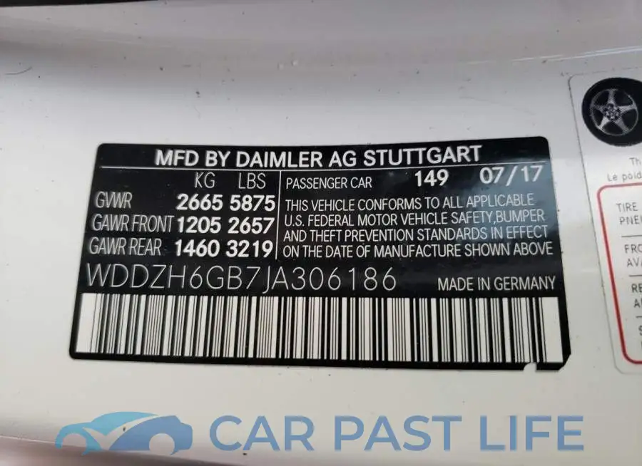 WDDZH6GB7JA306186# 10