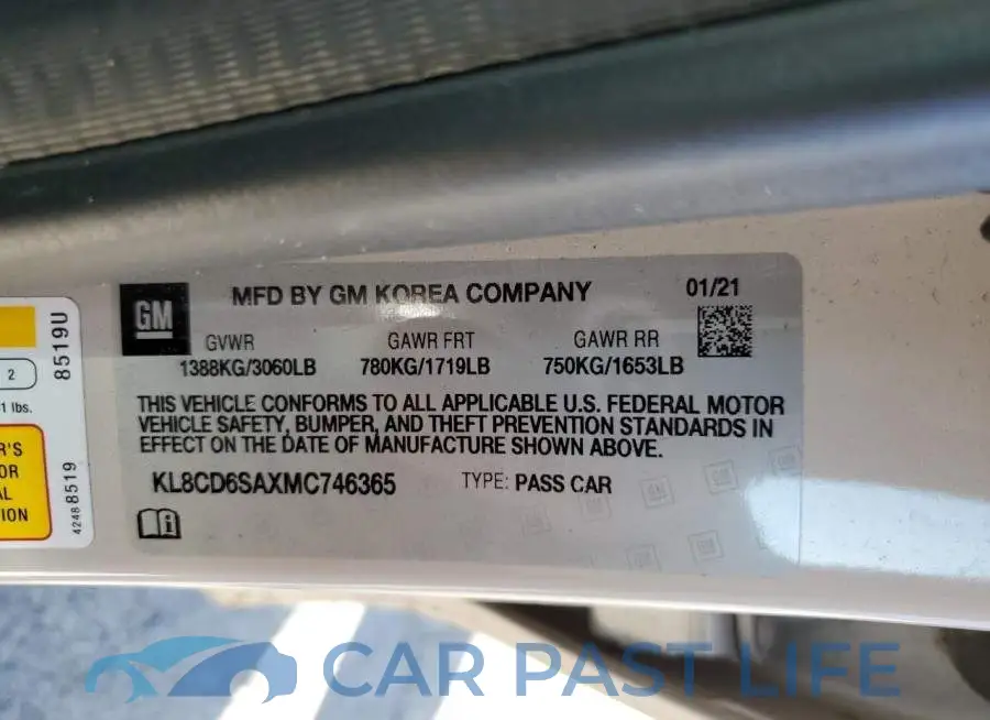 KL8CD6SAXMC746365# 12