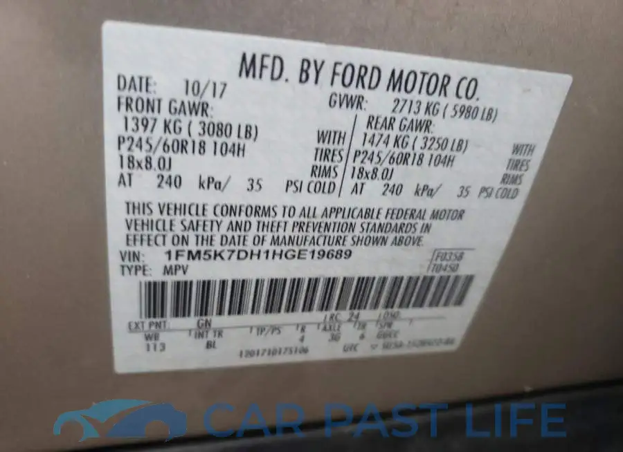 1FM5K7DH1HGE19689# 10